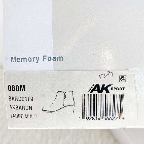 AK Sport, Women's Anne Klein AKBaron Wedge Heel Bootie Taupe Fabric Size 8M - Picture 2 of 10